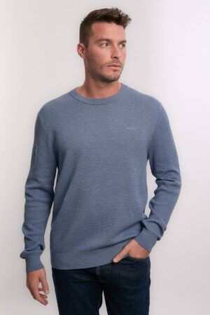 Textured Cotton Merino C-Neck