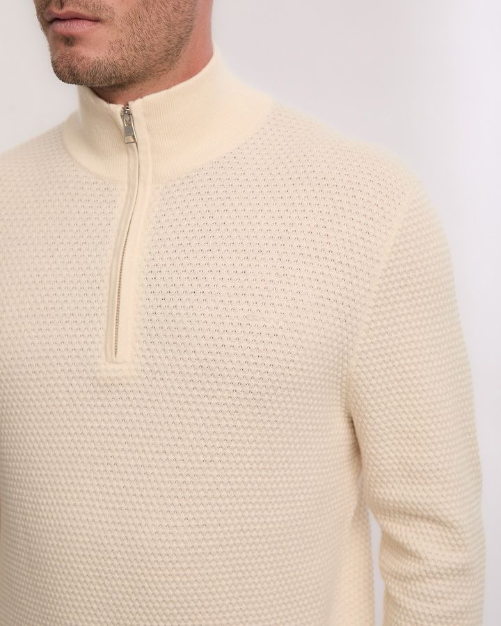 Textured Cotton Merino Half Zip