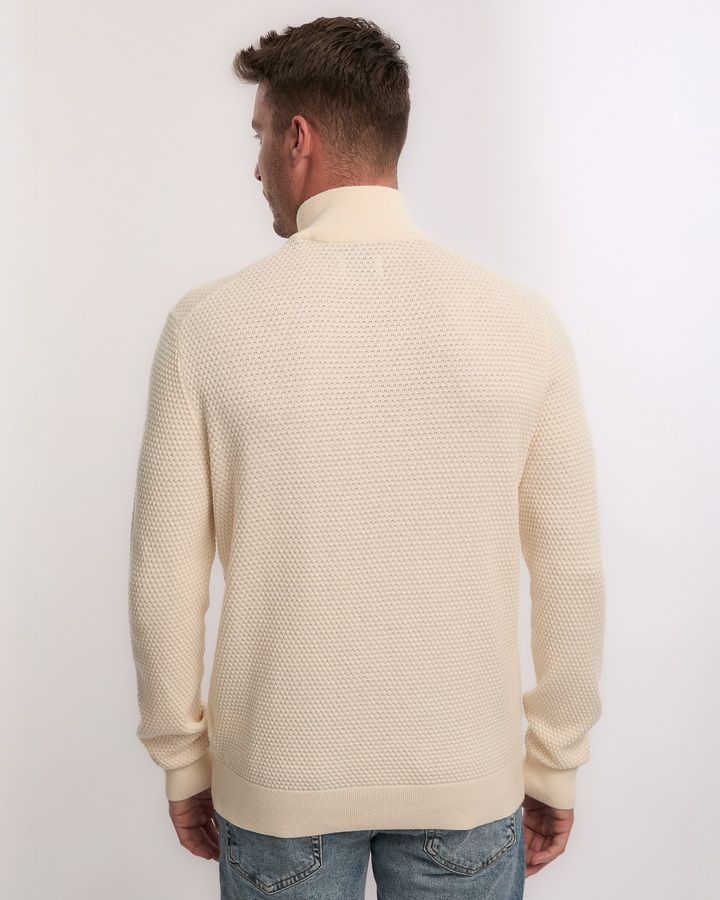 Textured Cotton Merino Half Zip