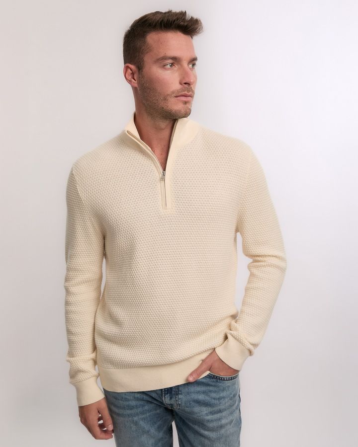 Textured Cotton Merino Half Zip