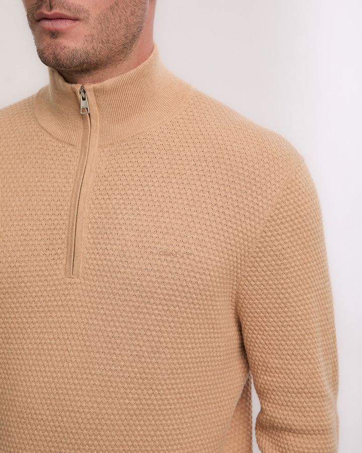 Textured Cotton Merino Half Zip