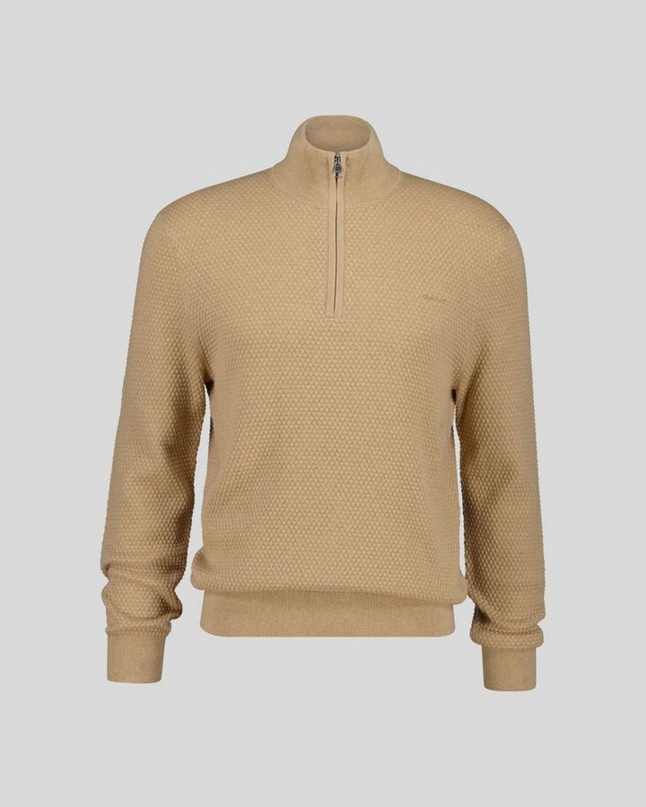 Textured Cotton Merino Half Zip