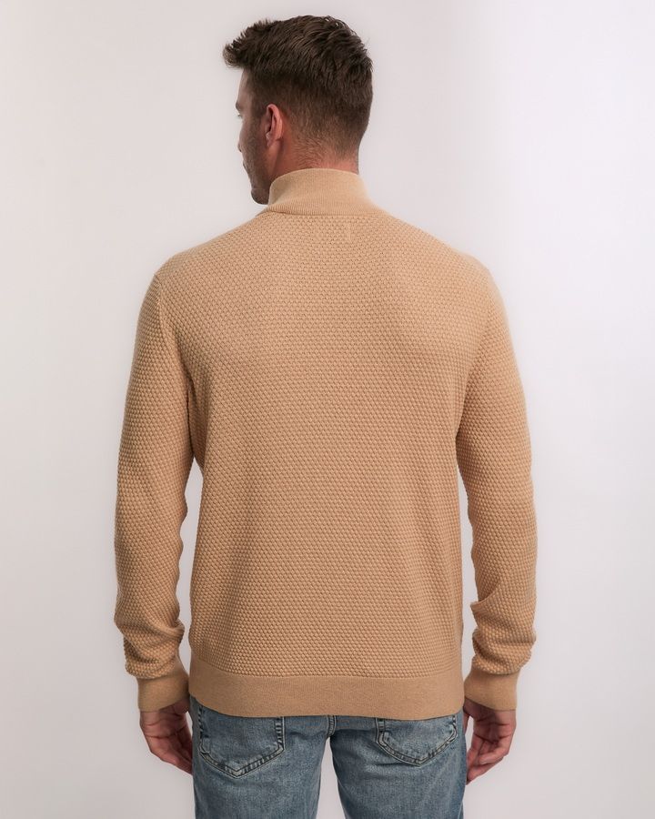 Textured Cotton Merino Half Zip
