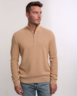 Textured Cotton Merino Half Zip