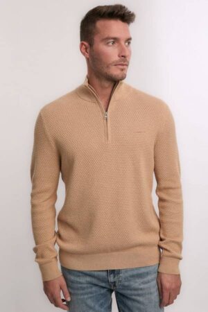 Textured Cotton Merino Half Zip