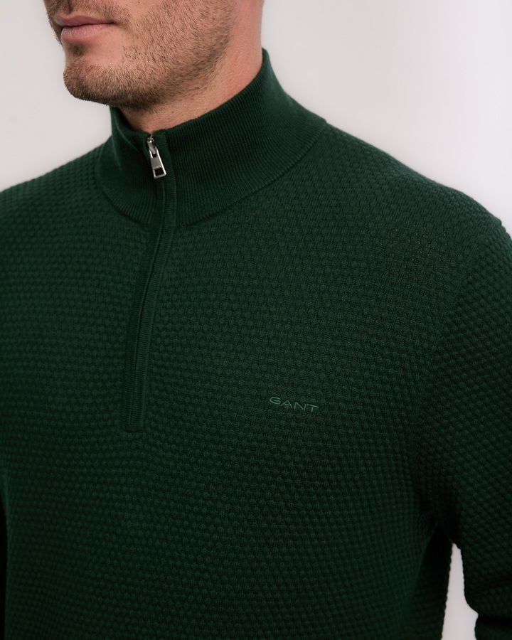 Textured Cotton Merino Half Zip