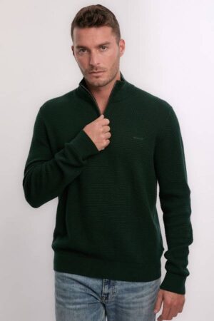 Textured Cotton Merino Half Zip