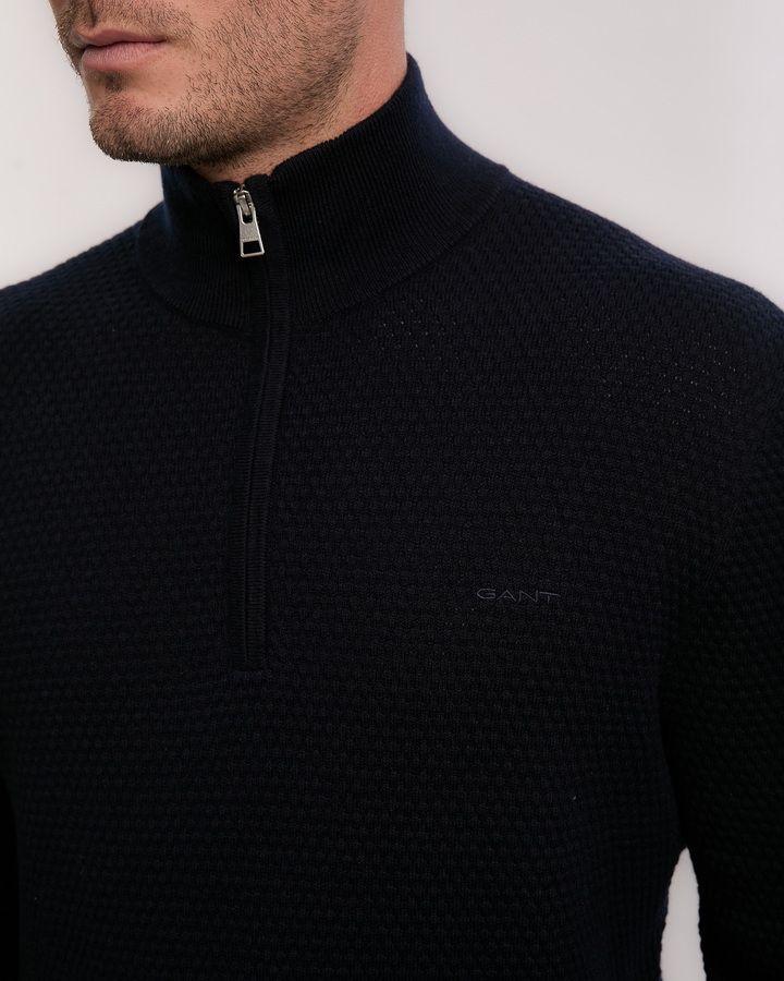 Textured Cotton Merino Half Zip