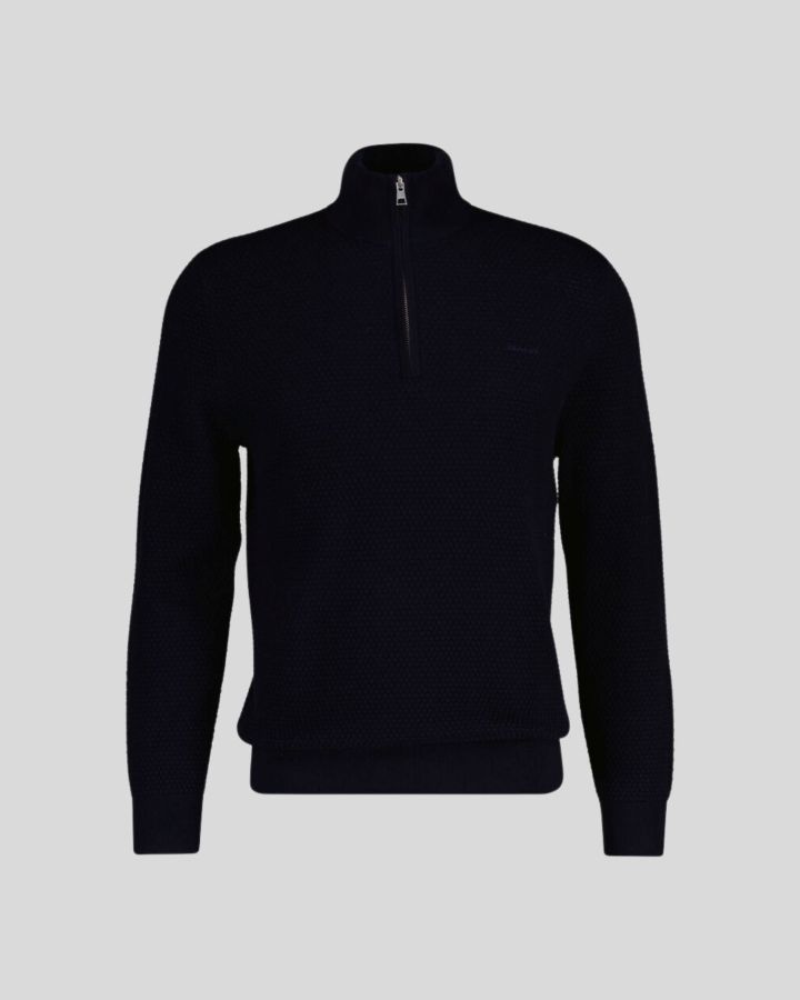 Textured Cotton Merino Half Zip