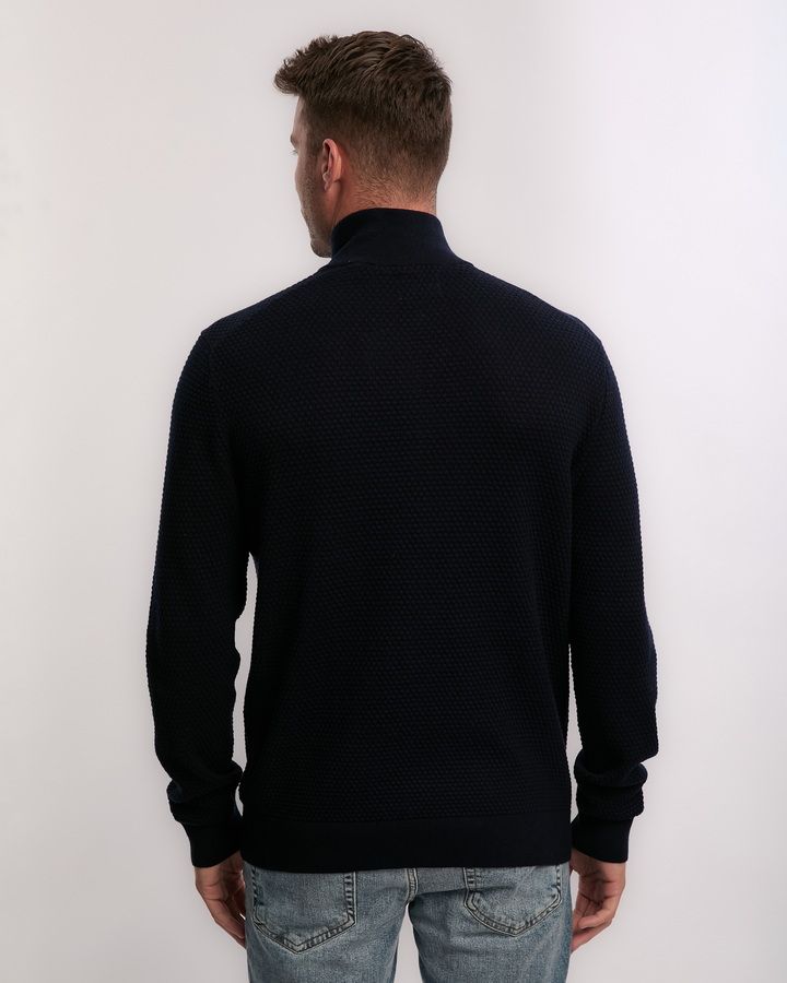 Textured Cotton Merino Half Zip