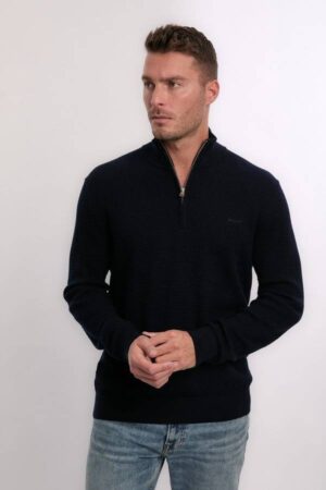 Textured Cotton Merino Half Zip