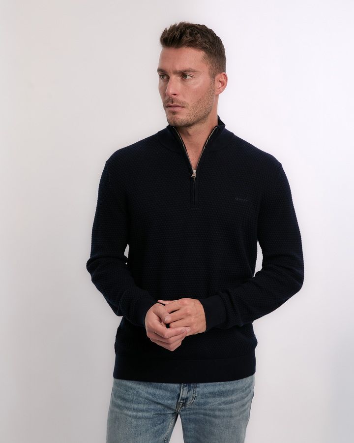 Textured Cotton Merino Half Zip