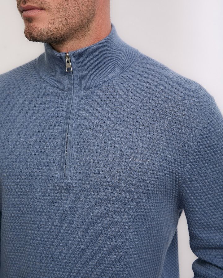 Textured Cotton Merino Half Zip