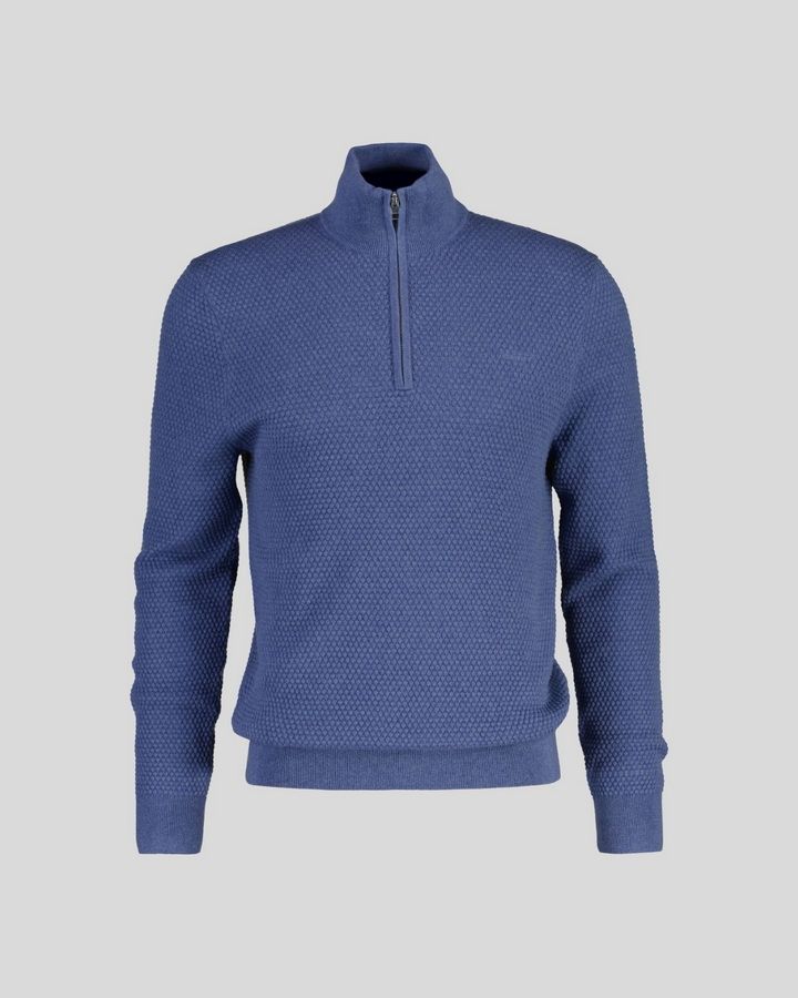 Textured Cotton Merino Half Zip