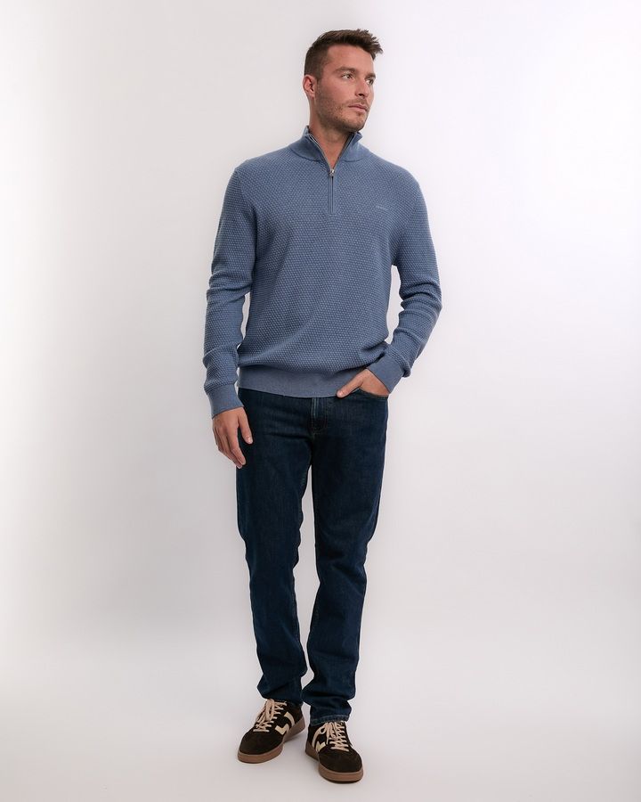 Textured Cotton Merino Half Zip