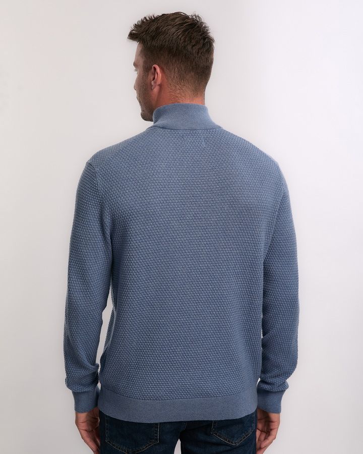 Textured Cotton Merino Half Zip