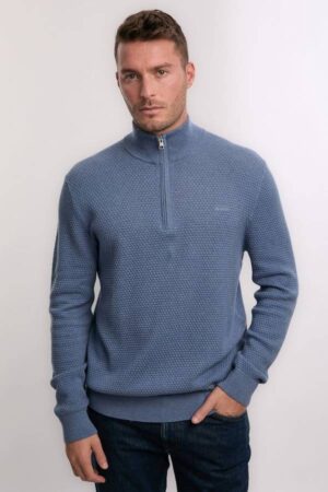 Textured Cotton Merino Half Zip