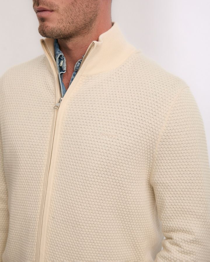 Textured Cotton Merino Cardigan
