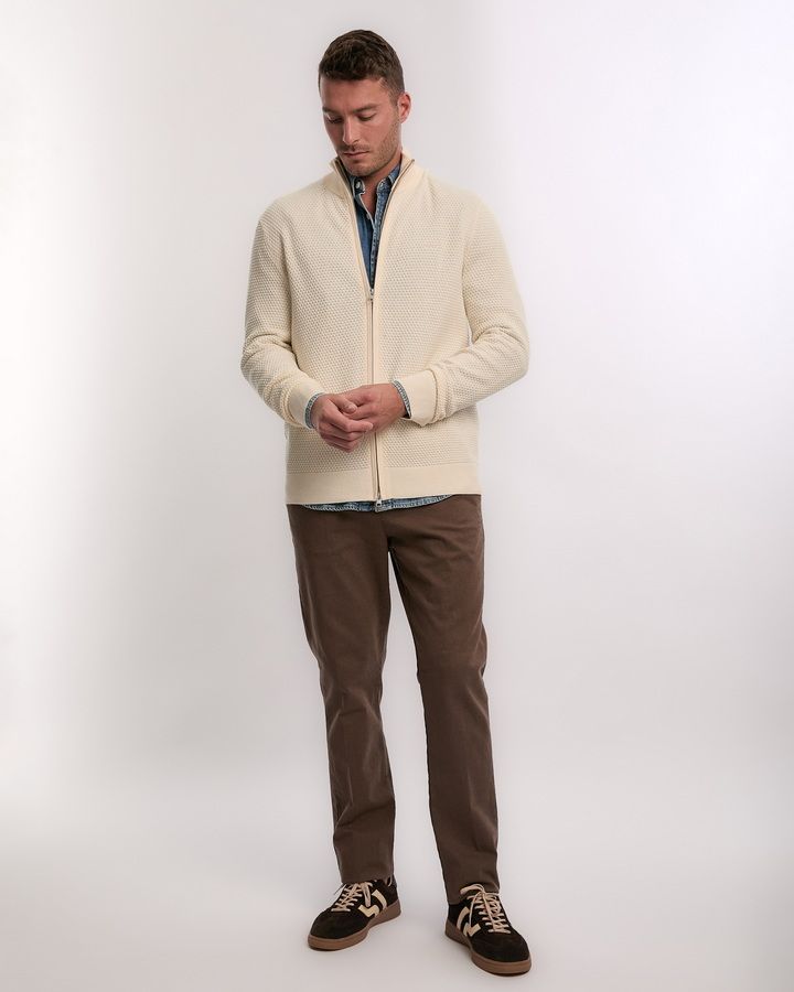 Textured Cotton Merino Cardigan