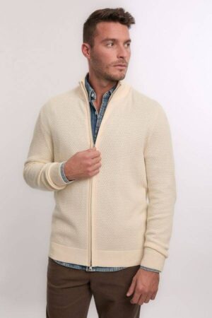 Textured Cotton Merino Cardigan