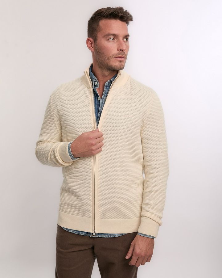 Textured Cotton Merino Cardigan