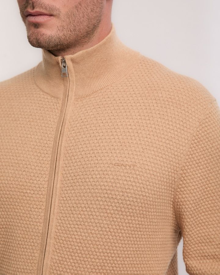 Textured Cotton Merino Cardigan