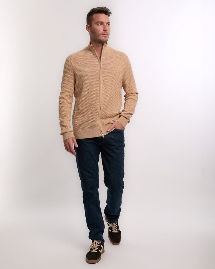 Textured Cotton Merino Cardigan