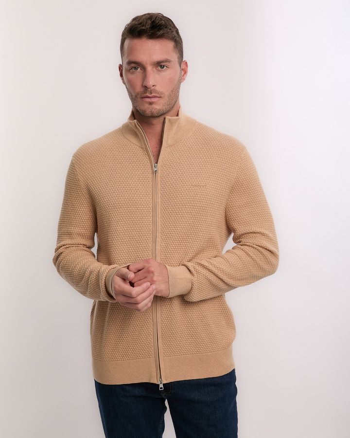 Textured Cotton Merino Cardigan