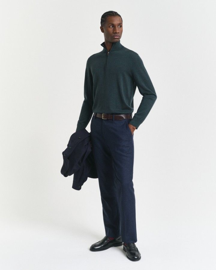 EXTRAFINE MERINO WOOL HALF ZIP