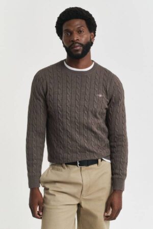 Cotton Cable Knit Crew Neck Sweater