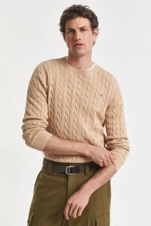 Cotton Cable Knit Crew Neck Sweater