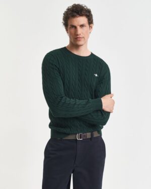 Cotton Cable Knit Crew Neck Sweater