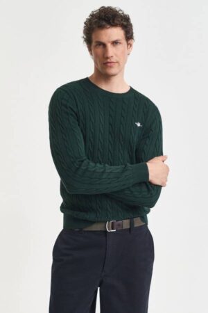 Cotton Cable Knit Crew Neck Sweater