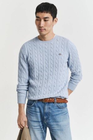 Cotton Cable Knit Crew Neck Sweater
