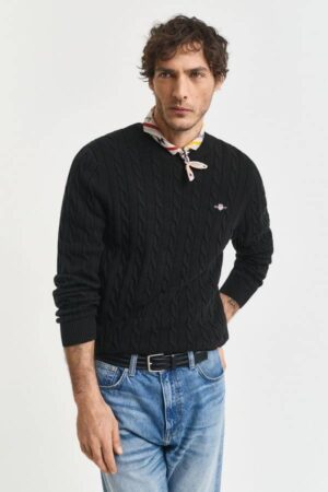 Cotton Cable Knit Crew Neck Sweater