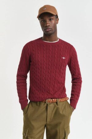 Cotton Cable Knit Crew Neck Sweater