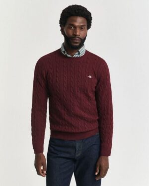 Cotton Cable Knit Crew Neck Sweater