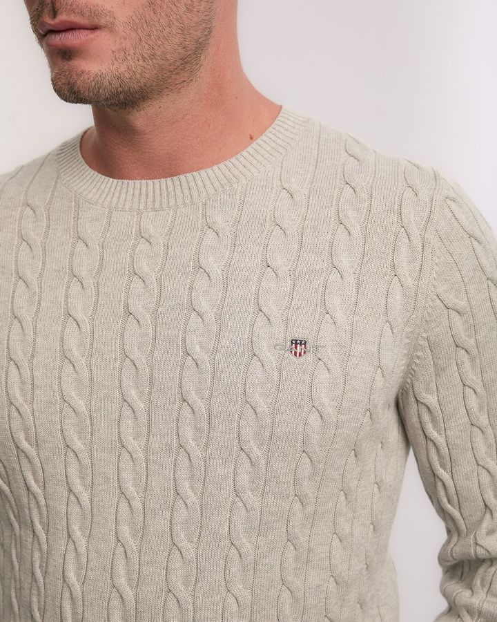 Cotton Cable Knit Crew Neck Sweater