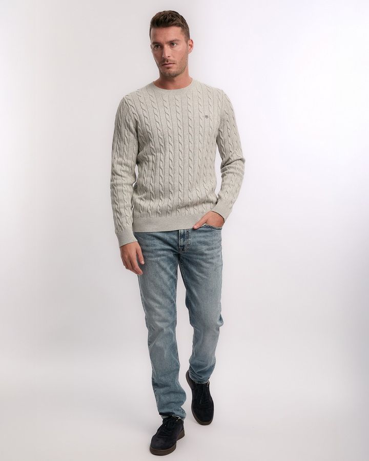 Cotton Cable Knit Crew Neck Sweater