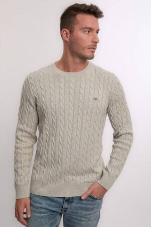 Cotton Cable Knit Crew Neck Sweater