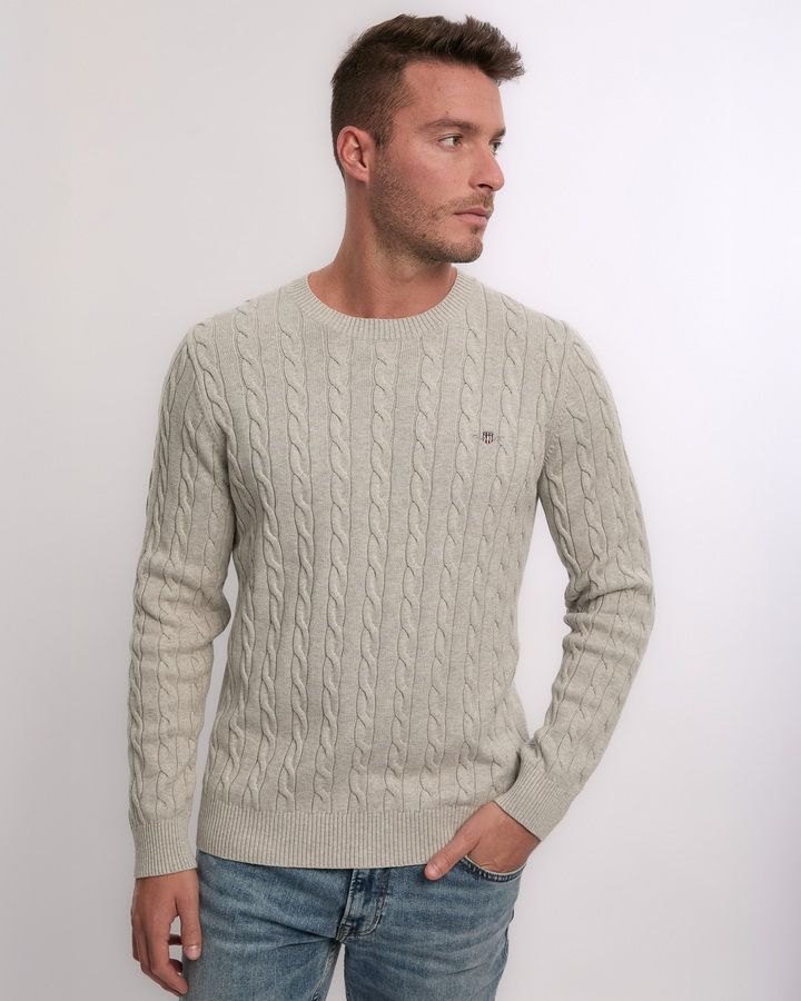 Cotton Cable Knit Crew Neck Sweater