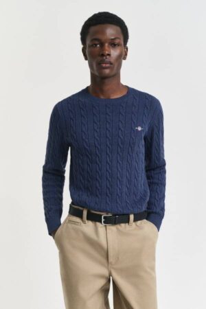 Cotton Cable Knit Crew Neck Sweater