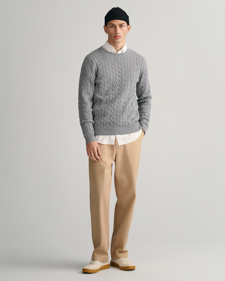 Cotton Cable Knit Crew Neck Sweater