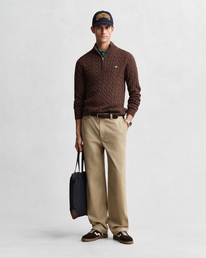 COTTON CABLE HALF ZIP