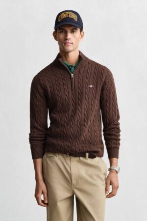 COTTON CABLE HALF ZIP