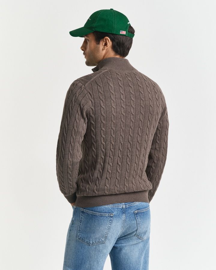 Cotton Cable Knit Half-Zip Sweater