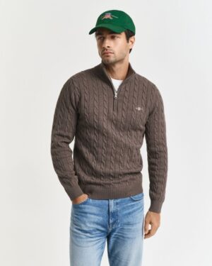 Cotton Cable Knit Half-Zip Sweater