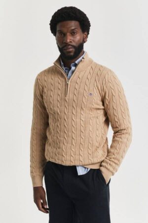 Cotton Cable Knit Half-Zip Sweater