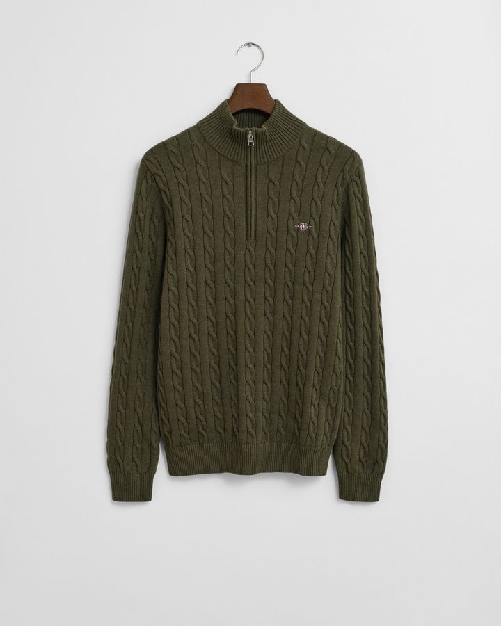 Cotton Cable Knit Half-Zip Sweater