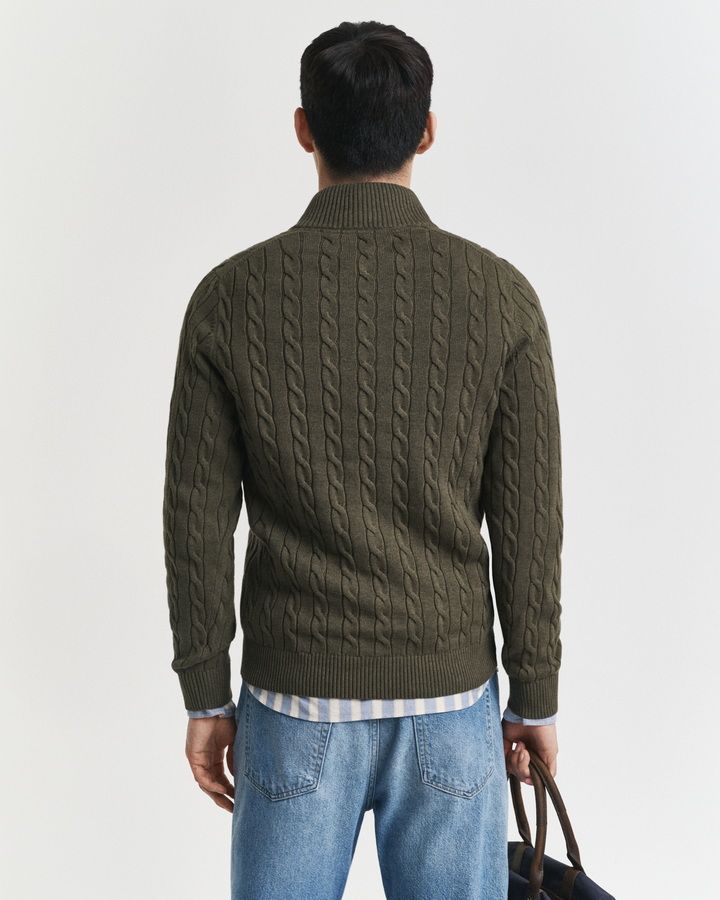 Cotton Cable Knit Half-Zip Sweater